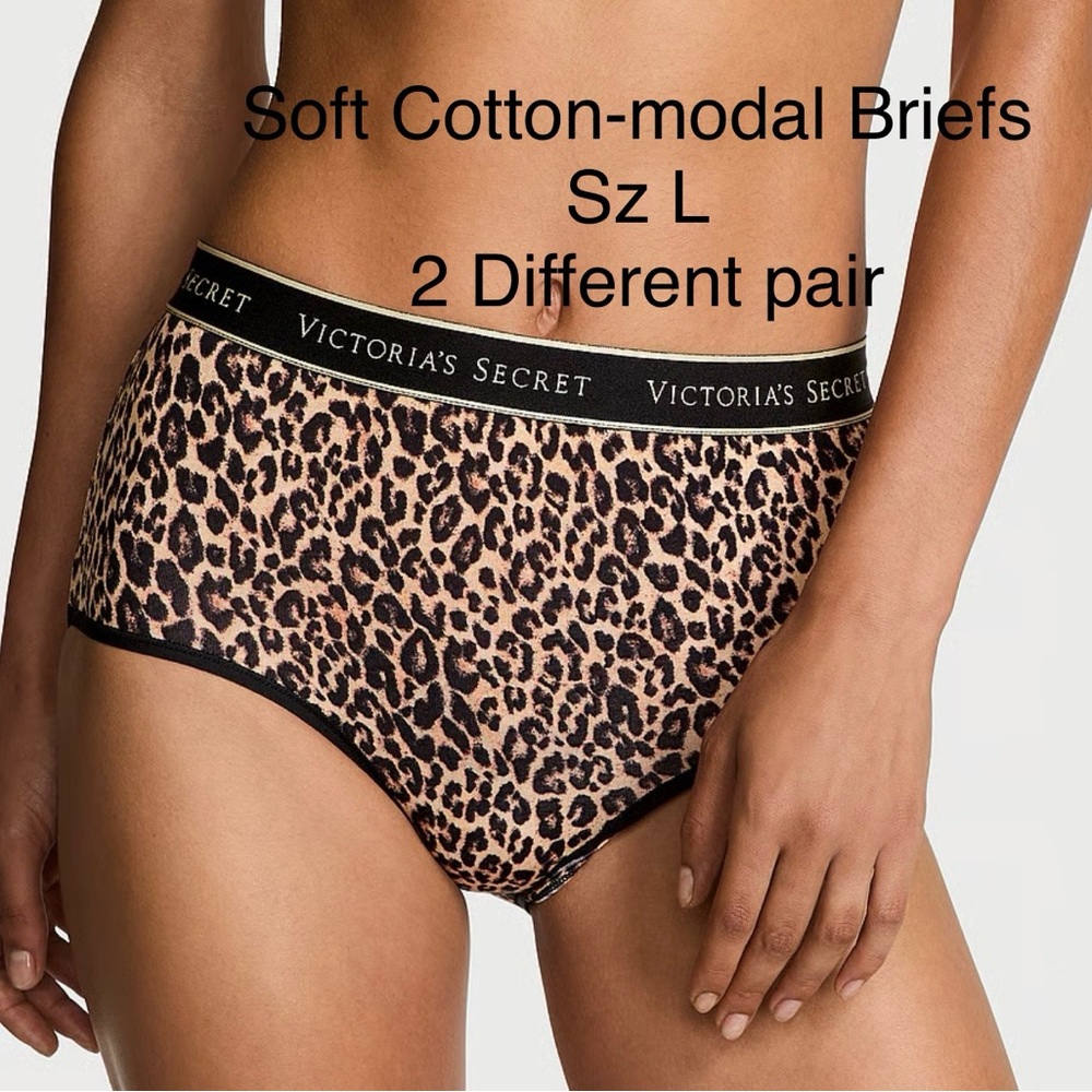 Victoria's Secret NWT 2 diff Pair High rise Cotton Animal & pr PinkWhite Stripe